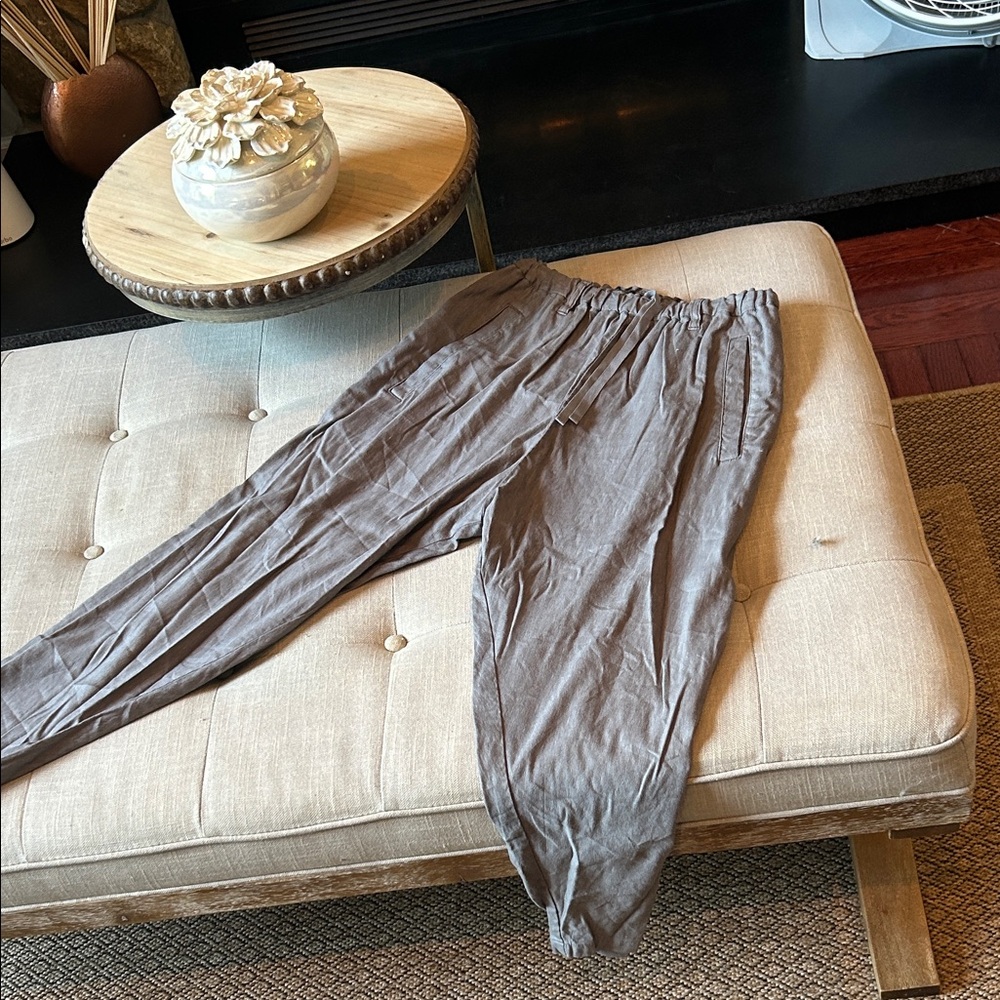 Pas De Calais High Waist Tapered Leg Linen Blend Pants Size 36